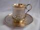 Antique French Sterling Silver Coffee Cup & Saucer, Louis 15 Style, 19th Century