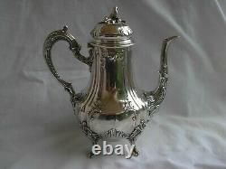ANTIQUE FRENCH STERLING SILVER COFFEE POT, LOUIS XV STYLE, EARLY 20th CENTURY