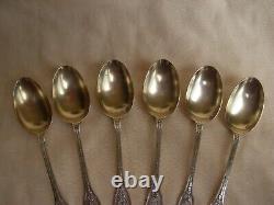 ANTIQUE FRENCH STERLING SILVER COFFEE SPOONS, SET OF 6, LATE 19th OR EARLY 20th