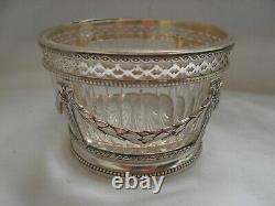 ANTIQUE FRENCH STERLING SILVER CUT CRYSTAL SUGAR BOWL, LOUIS 16 STYLE19th CENTURY