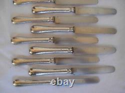 ANTIQUE FRENCH STERLING SILVER DESSERT KNIVES, SET OF 12, LATE 19th