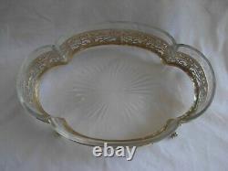ANTIQUE FRENCH STERLING SILVER ETCHED CRYSTAL TABLE CENTER PIECE, LATE 19th