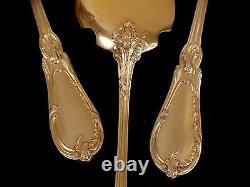 ANTIQUE FRENCH STERLING SILVER & GOLD PLATED ICE CREAM DESSERT FLATWARE SET 19th