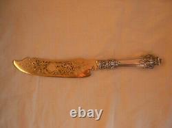 ANTIQUE FRENCH STERLING SILVER HANDLE ICE CREAM KNIFE, LOUIS 15 STYLE, 19th