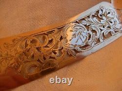 ANTIQUE FRENCH STERLING SILVER HANDLE ICE CREAM KNIFE, LOUIS 15 STYLE, 19th