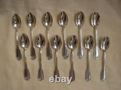 ANTIQUE FRENCH STERLING SILVER MOKA SPOONS, SET OF 12, LATE 19th OR EARLY 20th