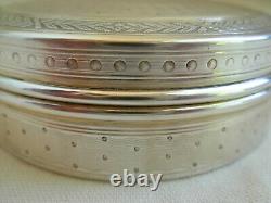 ANTIQUE FRENCH STERLING SILVER ROUND BOX, GUILLOCHE PATTERN, EARLY 20th CENTURY
