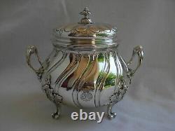 ANTIQUE FRENCH STERLING SILVER SUGAR BOWL, LOUIS XV STYLE, 19th CENTURY