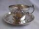 Antique French Sterling Silver Tea Cup & Saucer, Louis 15 Style, Late 19th Century