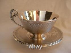 ANTIQUE FRENCH STERLING SILVER TEA OR CHOCOLAT CUP & SAUCER, LATE19th CENTURY