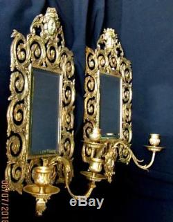 ANTIQUE FRENCH WALL MIRRORS SCONCES GILT BRONZE LOUIS XV STYLE 1800s