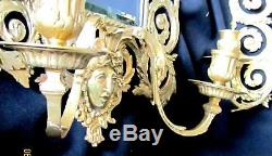 ANTIQUE FRENCH WALL MIRRORS SCONCES GILT BRONZE LOUIS XV STYLE 1800s