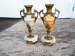 Amazing Pair Antique French Louis 16 Style Vase / Garniture Marble & Bronze 19c