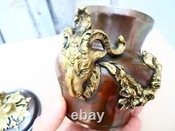 Amazing Rare Antique French Louis 16 style Bronze Ornate/ram heads/ Pot with Lid