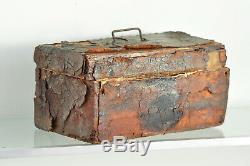 Ancien coffret de messager Louis XIV Cuir Antique 17th French Box case