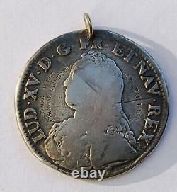 Antique 1730 Large Silver French Coin Pendant 1869 with Engraved Wedding Names