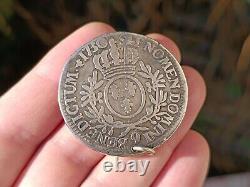 Antique 1730 Large Silver French Coin Pendant 1869 with Engraved Wedding Names