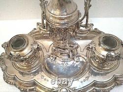 Antique 1868 D. & F. Superb Unique French Figural Sterling Silver Ink Stand Well
