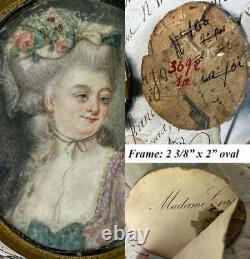 Antique 18th Century French Portrait Miniature, Louis XVI Era Beauty, Real Gems