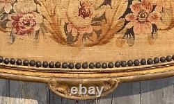 Antique 18th c. French Louis XV Tapestry in Carved Giltwood Frame Firescreen