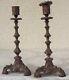Antique 1900 French Bronze Pair Candlestick Candelabra Gilt Louis Barock Rokoko