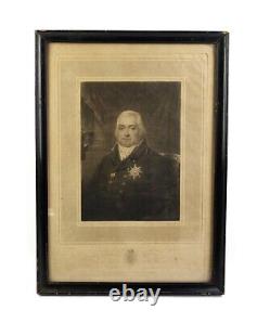 Antique 19th C French Etching Print Louis XVIII King France Charles Turner 1812