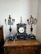 Antique 19th C. Louis Xvi French A La Gerbe D'or Paris Mantel Ormolu Clock Set
