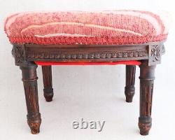 Antique 19th Century French Louis XVI Footstool Footrest Ottoman Carved 14½