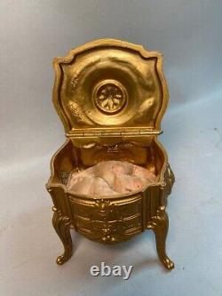 Antique 19th Century French Louis XVI Gilded Samac Jewelry Vanity Box