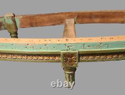 Antique 19th Century French Louis XVI Painted Wood Six Leg Oval Footstool 27'
