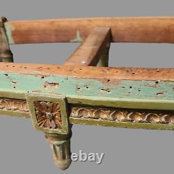 Antique 19th Century French Louis XVI Painted Wood Six Leg Oval Footstool 27'