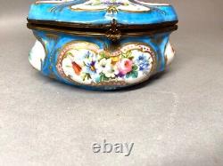 Antique 19th Century French Louis XVI Sevres Porcelain Box in Blue