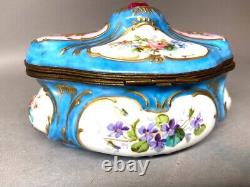 Antique 19th Century French Louis XVI Sevres Porcelain Box in Blue