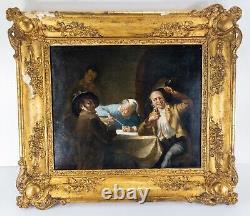 Antique 19th Century French Swiss Genre Tavern Scene After Louis-Aime Grosclaude