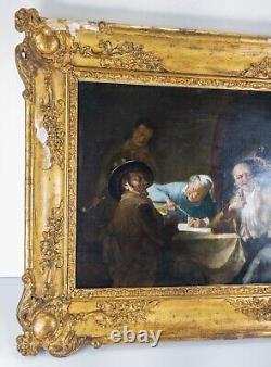 Antique 19th Century French Swiss Genre Tavern Scene After Louis-Aime Grosclaude