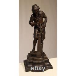 Antique 19th French Louis XIV Bronze Figurine Blacksmith of swords Signed