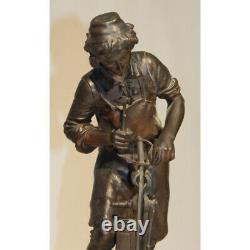 Antique 19th French Louis XIV Bronze Figurine Blacksmith of swords Signed