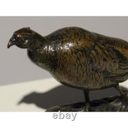 Antique 19th French Louis XIV Bronze Figurine Pheasant Signed A. JACQUEMART