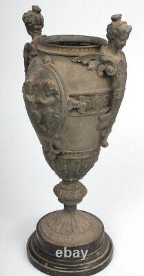 Antique 19th French Louis XIV Spelter & Marble Vase 47 CM