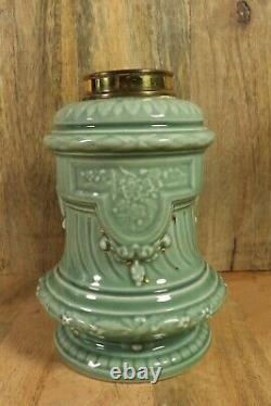 Antique 19thC French Porcelain Celadon Green Table Oil Lamp Louis XIV Style