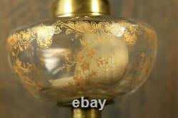 Antique 19thC French Table Lamp Onyx Bronze Baccarat St Louis Etched Gilt Glass