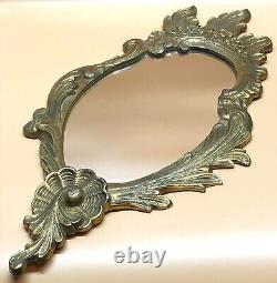 Antique 21 Brass Wall Mirror Ornate French Louis XV Hollywood Regency Gold Tone