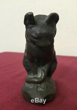 Antique Antoine Louis Barye French Bronze Seated Cat Statue Figurine
