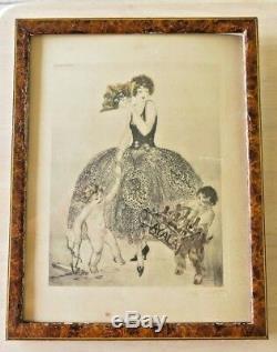 Antique Art Deco Girl Champagne Ayala french deco signed Louis Icart lithograph