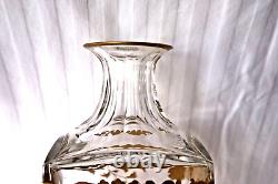 Antique Art Deco Saint Louis cut crystal gold enamel decanter 1930-1940