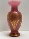Antique Baccarat Louis Xvi French Pink Opaline Vase With Gold Decoration