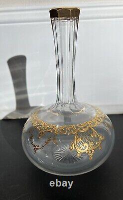 Antique Baccarat / St Louis Gold Gilt Raised Carafe Decanter French Crystal