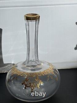 Antique Baccarat / St Louis Gold Gilt Raised Carafe Decanter French Crystal