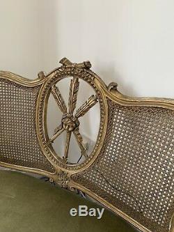 Antique Beautiful French Louis Boudoir Love Seat Sofa Cherub Design