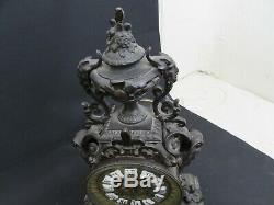 Antique Bronze French Empire Louis XV Style Striking Mantel Clock For Repair